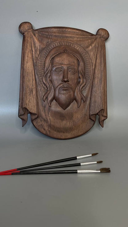 The Holy Face - Savior Icon, Orthodox Handmade Wooden Icon.